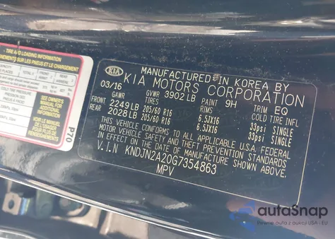 2016 Kia Soul из США, поврежденный, VIN KNDJN2A20G7354863